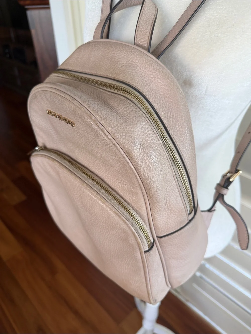 Michael Kors Mauve Taupe Pebbled Leather Backpack